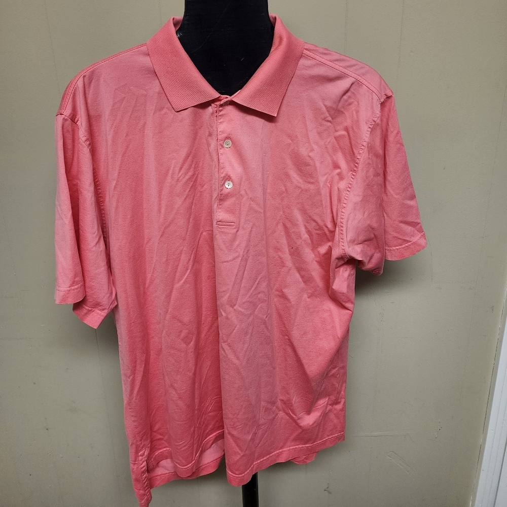 Peter Millar Men's Size Large Pink Short Sleeve Cotton Polo Shirt